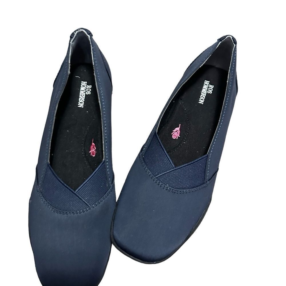 Ros Hommerson Navy Stretch Cady flats size 8SS NWOT - Picture 5 of 8